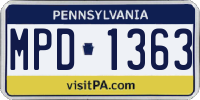PA license plate MPD1363