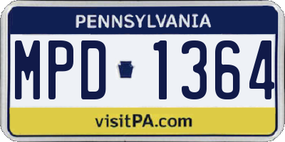 PA license plate MPD1364
