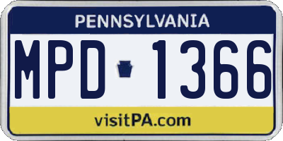 PA license plate MPD1366