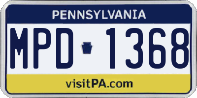 PA license plate MPD1368