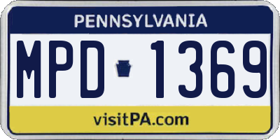 PA license plate MPD1369