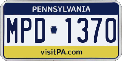 PA license plate MPD1370