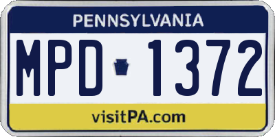 PA license plate MPD1372