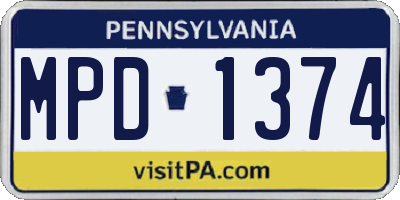 PA license plate MPD1374