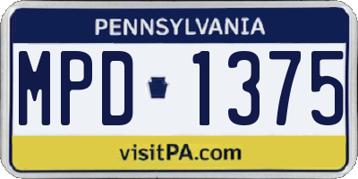 PA license plate MPD1375