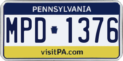PA license plate MPD1376