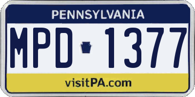 PA license plate MPD1377