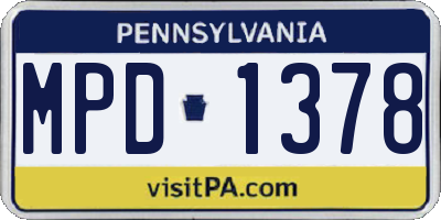 PA license plate MPD1378