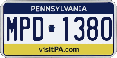 PA license plate MPD1380