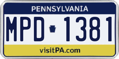 PA license plate MPD1381