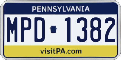PA license plate MPD1382