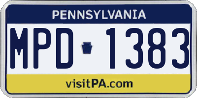 PA license plate MPD1383