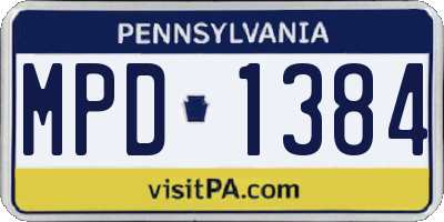 PA license plate MPD1384