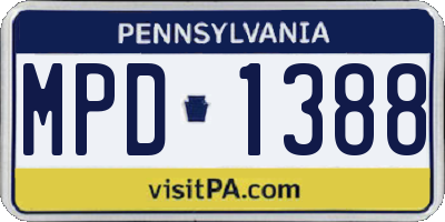 PA license plate MPD1388