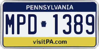 PA license plate MPD1389