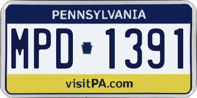 PA license plate MPD1391