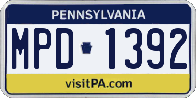 PA license plate MPD1392
