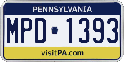 PA license plate MPD1393