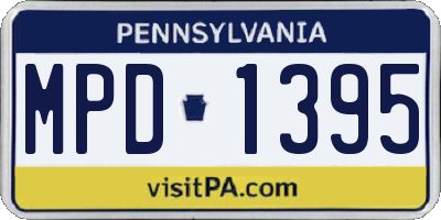 PA license plate MPD1395
