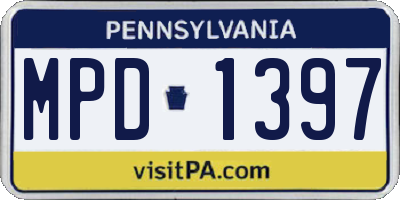 PA license plate MPD1397