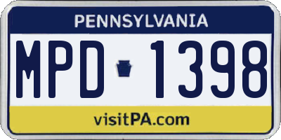 PA license plate MPD1398