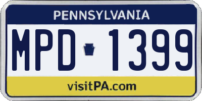 PA license plate MPD1399