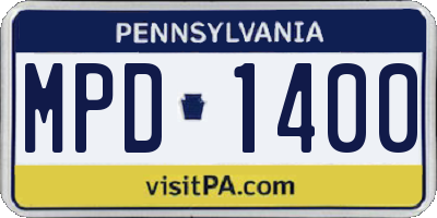 PA license plate MPD1400
