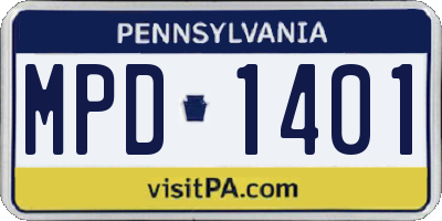 PA license plate MPD1401