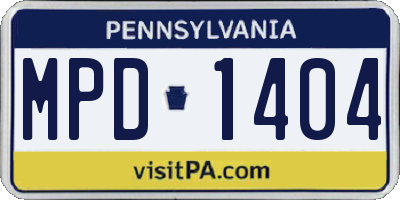 PA license plate MPD1404