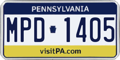 PA license plate MPD1405