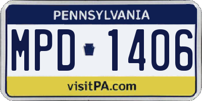 PA license plate MPD1406