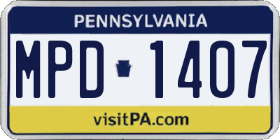 PA license plate MPD1407
