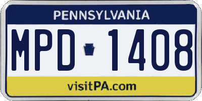 PA license plate MPD1408