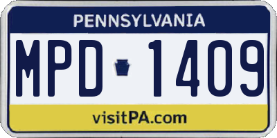PA license plate MPD1409