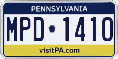 PA license plate MPD1410