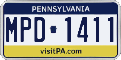 PA license plate MPD1411