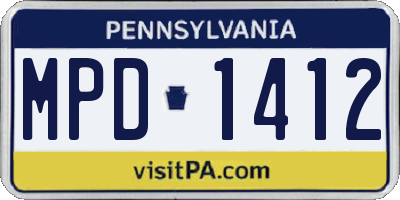 PA license plate MPD1412