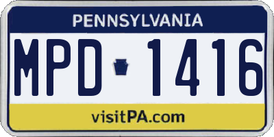 PA license plate MPD1416