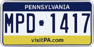 PA license plate MPD1417