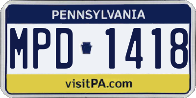 PA license plate MPD1418
