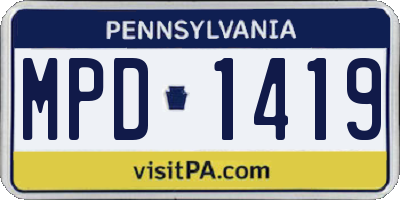 PA license plate MPD1419