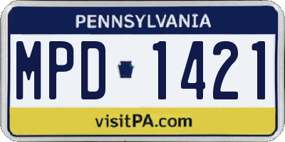 PA license plate MPD1421