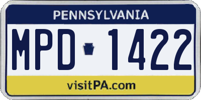 PA license plate MPD1422