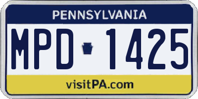 PA license plate MPD1425