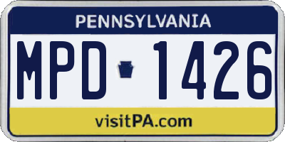 PA license plate MPD1426