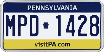 PA license plate MPD1428