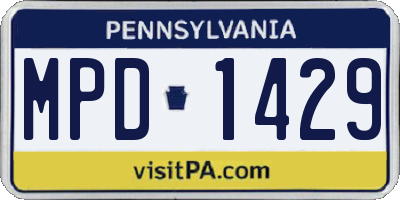 PA license plate MPD1429