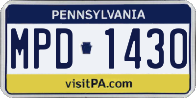 PA license plate MPD1430