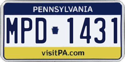 PA license plate MPD1431