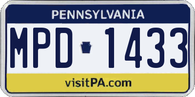 PA license plate MPD1433